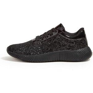 LUCKY STEP Women's Black Shoes Sparkly Lightweight Metallic Sequins Tennis Shoes